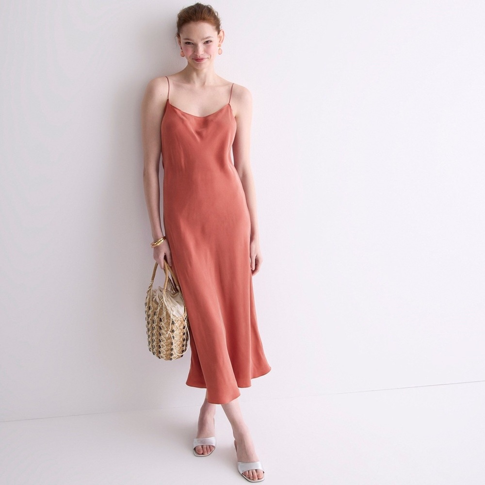 J Crew GWYNETH CUPRO-BLEND SLIP DRESS in Chimney